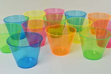 9oz Neon Assorted UV Blacklight Reactive Hard Plastic Glow Party Cups